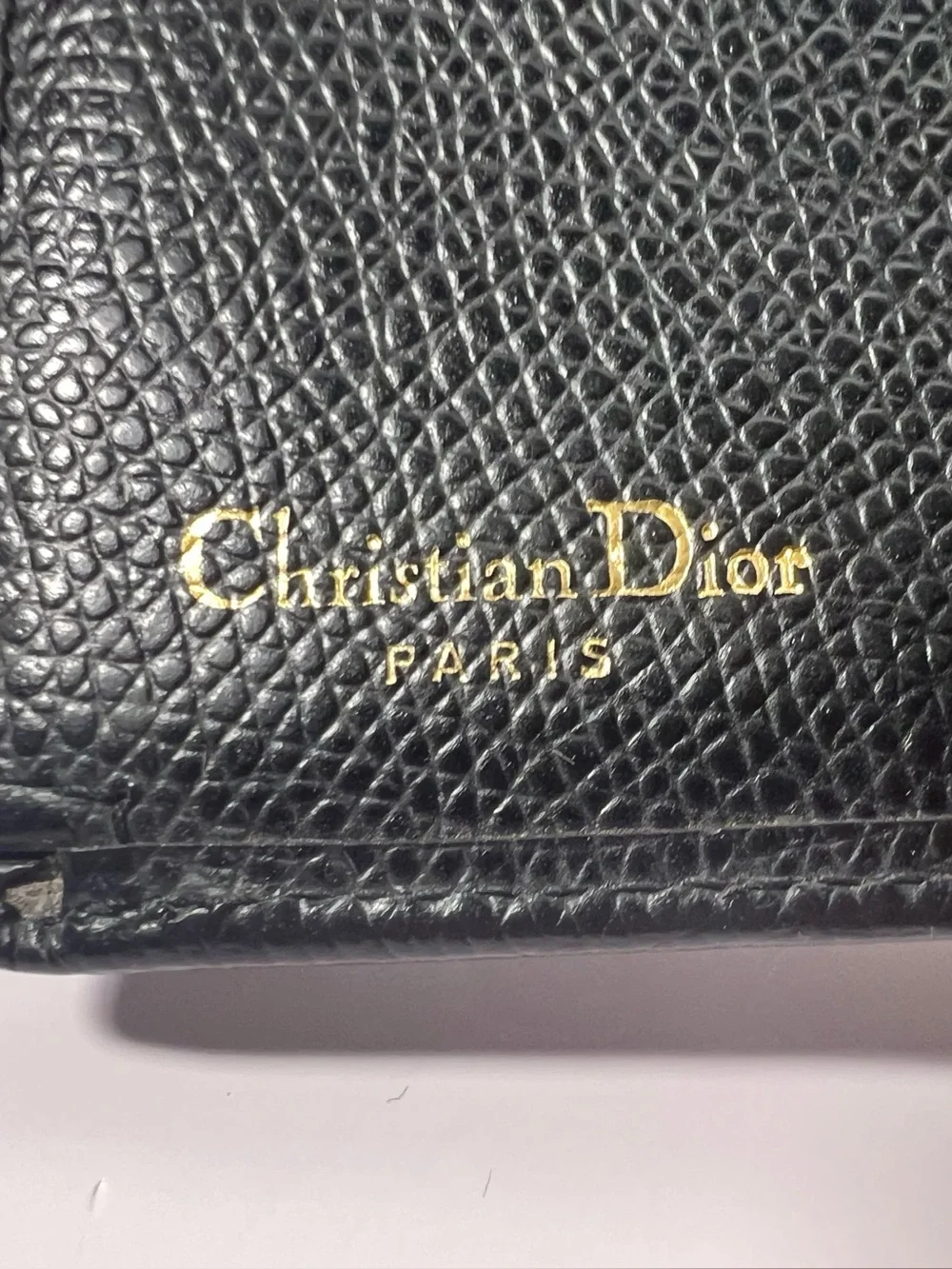 1200: Vintage Christian Dior CD Long Wallet Checkbook Holder Black Leather